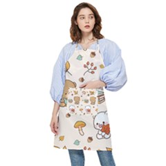 Bear Cartoon Background Pattern Seamless Animal Pocket Apron by 99art