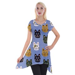 Cat Cat Background Animals Little Cat Pets Kittens Short Sleeve Side Drop Tunic by 99art