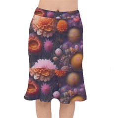 Flowers Petals Blossoms Art Flora Short Mermaid Skirt by 99art