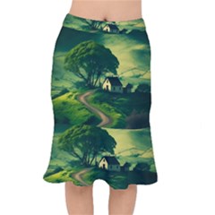 Landscape Scenery Nature Artwork Short Mermaid Skirt by 99art