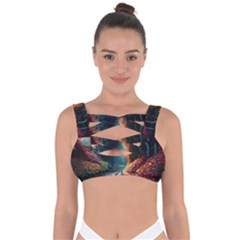 Forest Autumn Fall Painting Bandaged Up Bikini Top by 99art