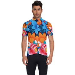 Flowers Bloom Spring Colorful Artwork Decoration Men s Short Sleeve Cycling Jersey by 99art