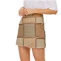 Wooden Wickerwork Texture Square Pattern Mini Front Wrap Skirt View2