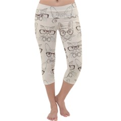 Seamless Pattern Hand Drawn-cats-with Hipster Accessories Capri Yoga Leggings by Vaneshart