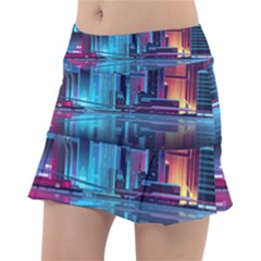 Digital Art Artwork Illustration Vector Buiding City Classic Tennis Skirt by 99art