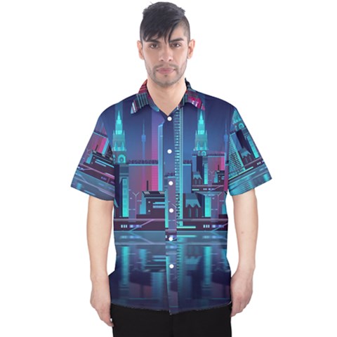 Digital Art Artwork Illustration Vector Buiding City Men s Hawaii Shirt by 99art