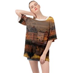 Old Port Of Maasslui Netherlands Oversized Chiffon Top by 99art