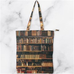 Books On Bookshelf Assorted Color Book Lot In Bookcase Library Double Zip Up Tote Bag by 99art