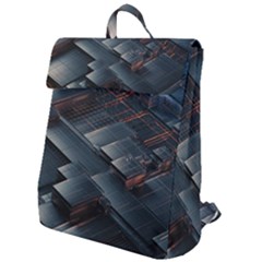Architectural Design Abstract 3d Neon Glow Industry Flap Top Backpack by 99art
