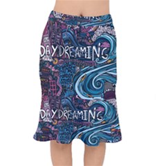 Graffiti Art Psychedelic Art Graphic Design Modern Art Short Mermaid Skirt by 99art