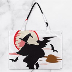 Bat Broom Broomstick Zipper Medium Tote Bag by 99art