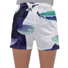 Tree-mushrooms-art-trunk-artwork Sleepwear Shorts by 99art