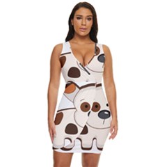 Animation-dog-cute-cartoon-drawing Draped Bodycon Dress by 99art