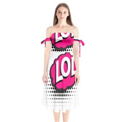 Lol-acronym-laugh-out-loud-laughing Shoulder Tie Bardot Midi Dress by 99art