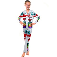 Animation-eyes-cartoon-cute-comic Kids  Satin Long Sleeve Pajamas Set by 99art
