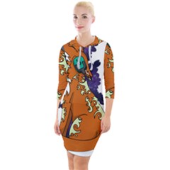 Fuchs-comic-music-wild-animal-cute Quarter Sleeve Hood Bodycon Dress by 99art
