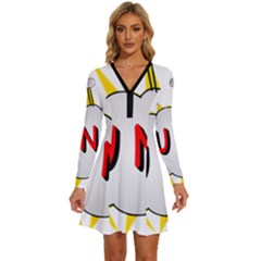Comic-noise-paleness-explosion Long Sleeve Deep V Mini Dress  by 99art