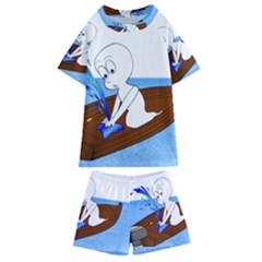 Spirit-boat-funny-comic-graphic Kids  Swim Tee And Shorts Set by 99art