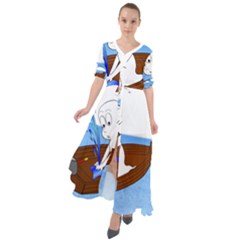 Spirit-boat-funny-comic-graphic Waist Tie Boho Maxi Dress by 99art