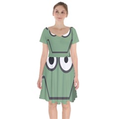 Cartoon-cute-frankenstein-halloween Short Sleeve Bardot Dress by 99art