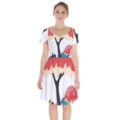 Tree-art-trunk-artwork-cartoon Short Sleeve Bardot Dress by 99art