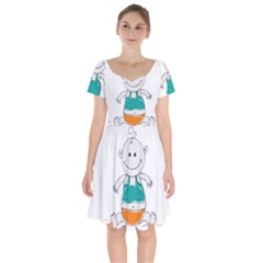 Baby-cute-child-birth-happy Short Sleeve Bardot Dress by 99art