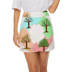 Seasons-of-the-year-year-tree Mini Front Wrap Skirt by 99art