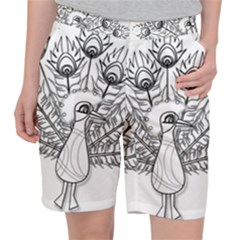 Peacock-plumage-display-bird Women s Pocket Shorts by 99art