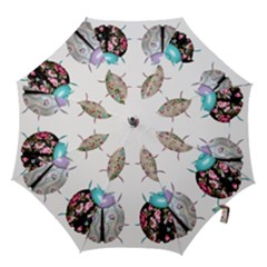 Ladybug-flower-pattern-shabby-chic Hook Handle Umbrellas (medium) by 99art