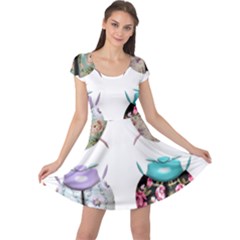 Ladybug-flower-pattern-shabby-chic Cap Sleeve Dress by 99art