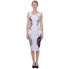 Ladybug-flower-pattern-shabby-chic Sleeveless Pencil Dress by 99art