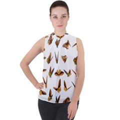 Butterfly Butterflies Insect Swarm Mock Neck Chiffon Sleeveless Top by 99art