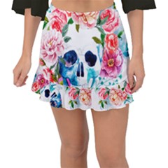 Day Of The Dead Skull Art Fishtail Mini Chiffon Skirt by 99art