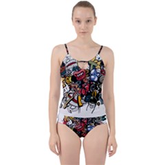 Mural Graffiti Paint Cut Out Top Tankini Set by 99art
