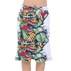 Scooter-motorcycle-graffiti Short Mermaid Skirt by 99art