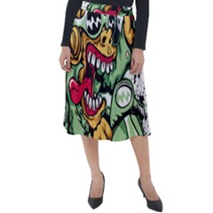 Scooter-motorcycle-graffiti Classic Velour Midi Skirt  by 99art