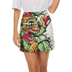 Scooter-motorcycle-graffiti Mini Front Wrap Skirt by 99art