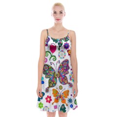 Butterflies Abstract Colorful Floral Flowers Vector Spaghetti Strap Velvet Dress by B30l