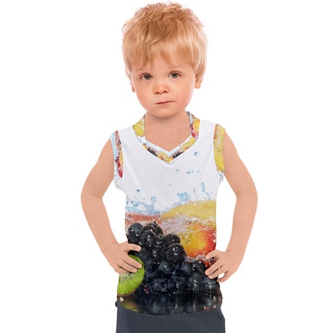 Variety Of Fruit Water Berry Food Splash Kiwi Grape Kids  Sport Tank Top by B30l