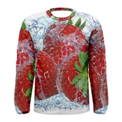 Red Strawberries Water Squirt Strawberry Fresh Splash Drops Men s Long Sleeve Tee by B30l