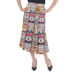 Pattern Texture Multi Colored Variation Midi Mermaid Skirt by danenraven