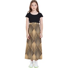 Brown Abstract Background Texture Pattern Seamless Kids  Flared Maxi Skirt by danenraven