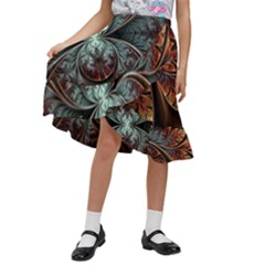 Abstract Pattern Design Art Wallpaper Tracery Texture Kids  Ruffle Flared Wrap Midi Skirt by danenraven