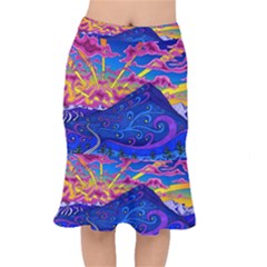 Abstract Paisley Art Pattern Design Fabric Floral Decoration Short Mermaid Skirt by danenraven