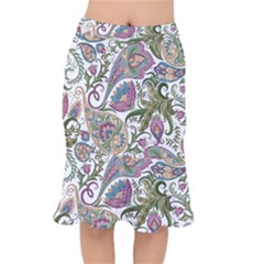Flowers Pattern Texture White Background Design Floral Short Mermaid Skirt by danenraven