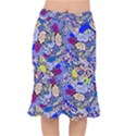 Blue Yellow Background Pattern Vector Texture Paisley Short Mermaid Skirt View1