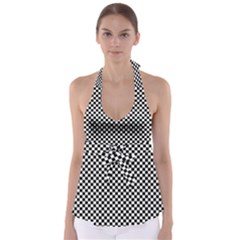 Black And White Checkerboard Background Board Checker Babydoll Tankini Top by Cowasu