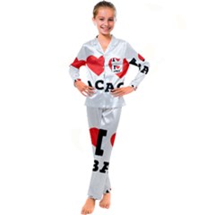 I Love Baci  Kids  Satin Long Sleeve Pajamas Set by ilovewhateva