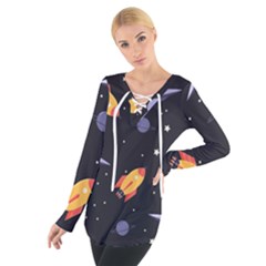 Cosmos Rockets Spaceships Ufos Tie Up Tee by Cowasu