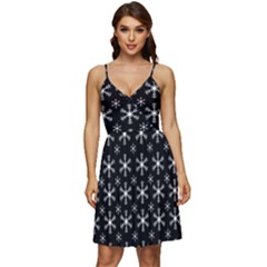 Snowflakes Background Pattern V-neck Pocket Summer Dress  by Cowasu